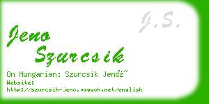 jeno szurcsik business card